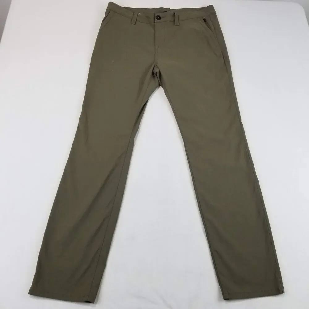 PrAna Pants Mens 34x32 Green Breathe Straight Fit Stretch Nylon Chino Travel